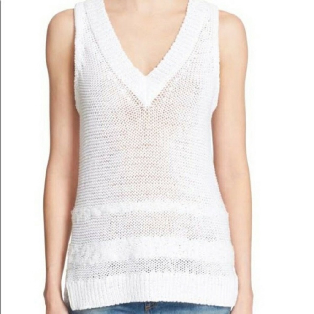 rag & bone White V-Neck Sweater